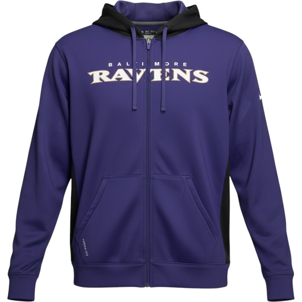 Baltimore Ravens Nike Hoodie Mens Large Purple Therma-FIT Full Zip NFL Jacket